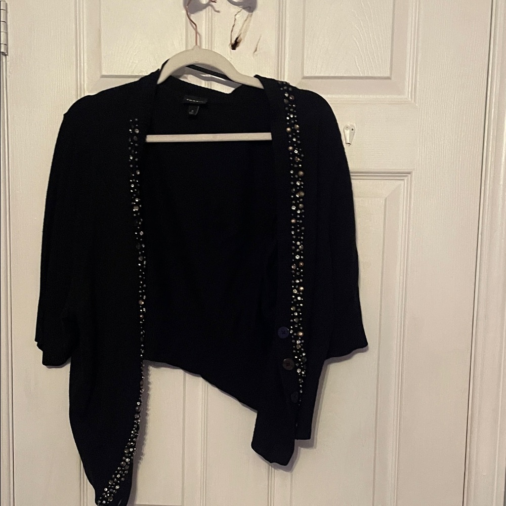 Torrid crop Black Cardigan with Beaded Trim